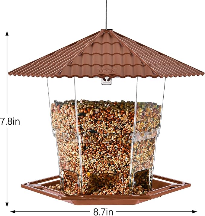 Bird Feeders for Outdoors Hanging Bird Feeder Wild Birds Seed, Brown 2 Pack B