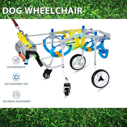Adjustable 4-Wheel Dog Wheelchair| Pet Wheelchairs with Disabled Hind Legs Walking|Full Support Dog wheelchairs (7-Size) (XSLW)