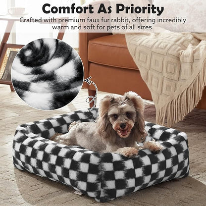 JOEJOY Small Dog Bed for Small Dogs, Rectangle Washable Orthopedic Corduroy Fleece Pet Bed with Removable Zipper Cover, Cute Soft Calming Puppy Bed with Non Skid Bottom