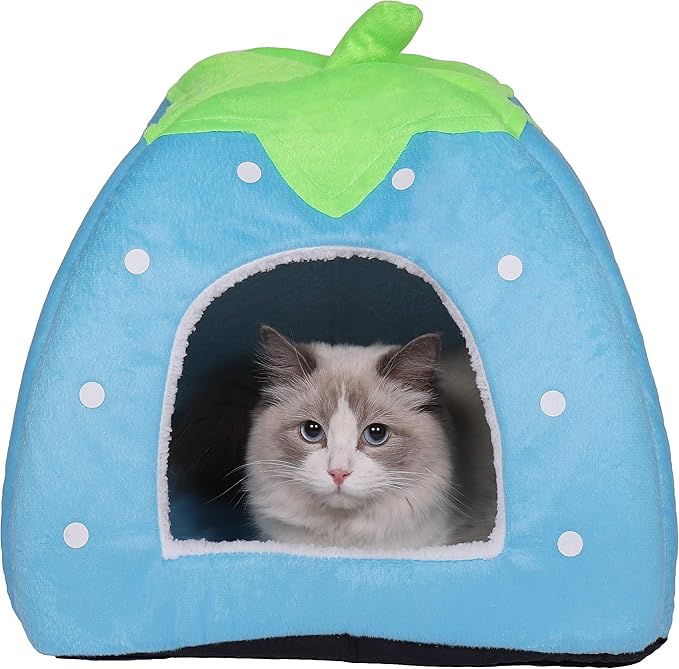 Spring Fever Hamster Guinea Pig Rabbit Dog Cat Chinchilla Hedgehog Bird Small Animal Pet Bed House Hideout Cage Accessorie A Blue XS (10.2 * 10.2 inch)