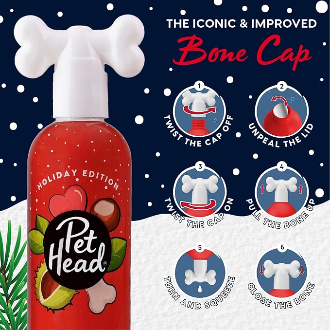Pet Head Festive Dog Shampoo and Spray Set | Roasted Chestnut with Cinnamon Scent |Christmas Shampoo for Dogs with Sensitive Skin | Vegan | Gentle Formula for Puppies | Made in USA | 10.1 fl. oz. each
