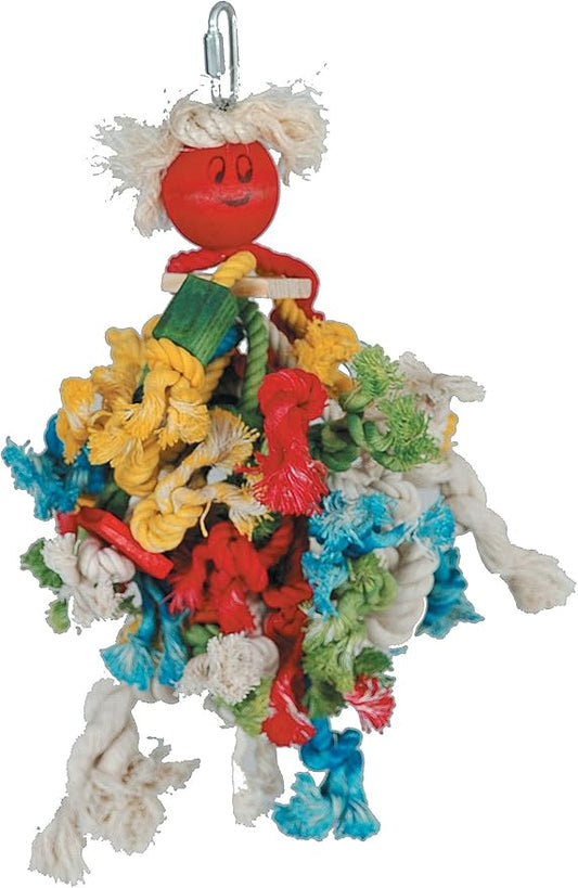 Featherland Paradise - Multicolored Cotton Preening Doll Bird Toy - Bird Toys for Parrots, Macaws, Cockatoos, Large Birds