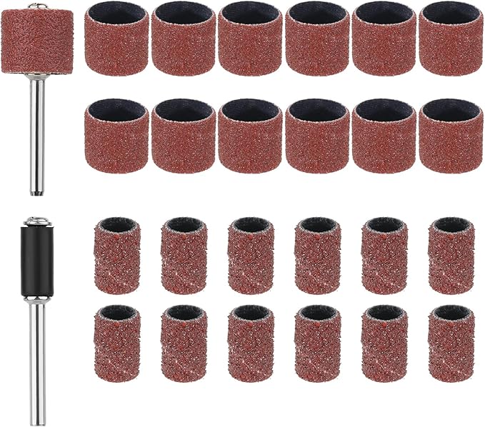 26 Pack Pet Nail Grinder Replacement Kit Sanding Drum Set with Grit Sanding Bands Dog Nail Smoother Dog Claw Care Pet Claw Grooming Supplies, 2 Sizes 1/2 Inch 120 Grit /0.31 inches 80 Grit