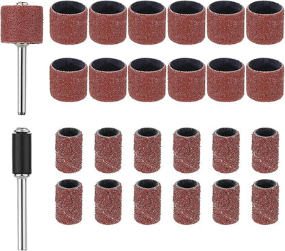 26 Pack Pet Nail Grinder Replacement Kit Sanding Drum Set with Grit Sanding Bands Dog Nail Smoother Dog Claw Care Pet Claw Grooming Supplies, 2 Sizes 1/2 Inch 120 Grit /0.31 inches 80 Grit