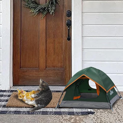 Outdoor Waterproof Pet Camping Tent, Cave Bed for Indoor Cats and Small Dogs, Portable Cat House Dog House, 29.5x29.5x18.9'', Green, M.