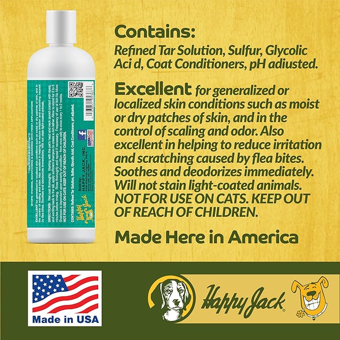 Happy Jack Itch No More Dog Itchy Skin Shampoo & Treatment (16 oz), Flea Bites, Allergies & Itch Relief, Stops Itching, Scratching & Gnawing on First Application for Healthy Dog Skin & Coat