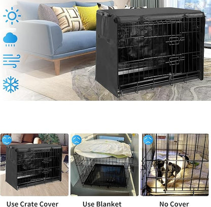 36 Inch Dog Crate Cover,Pet Kennel Cover for Wire Large Dog Cage with1 2 3 Doors. Durable Waterproof 600D Oxford Fabric Indoor/Outdoor Black