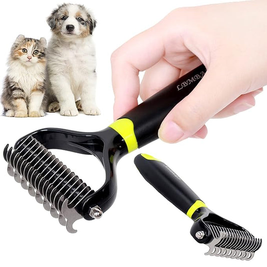Dog Brush for Shedding Safe Blade Undercoat Rake for Dogs Reduce Knots&Matted&Tangles Easily for Large or Small Long Hair Dogs and Cats.
