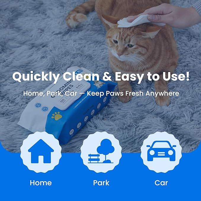 Unscented Pet Grooming Wipes for Dogs & Cats - 300 Count Dog Wipes for Cleaning Paws, Body, and Butt, Thick, Soft & Hypoallergenic