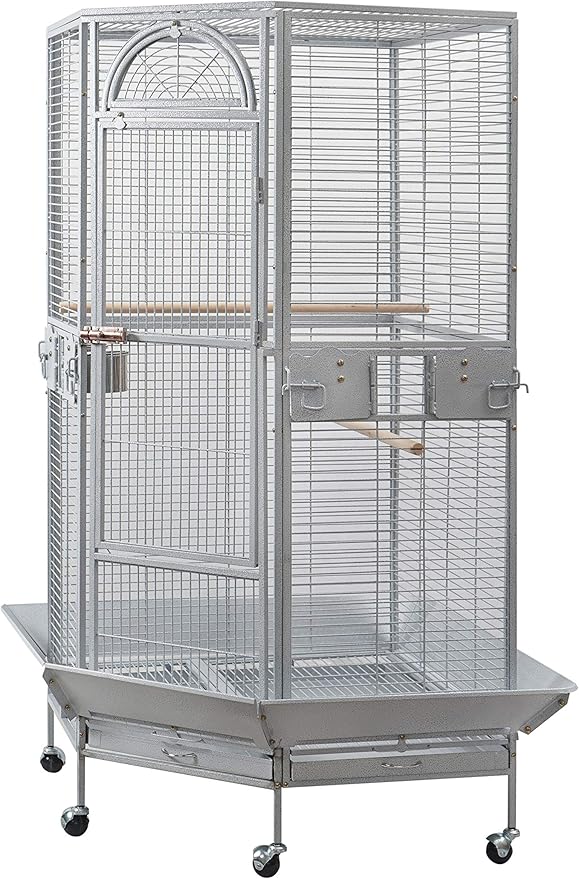 Seny Corner Bird Cage for Cockatiel Parakeet Black and White New (White)