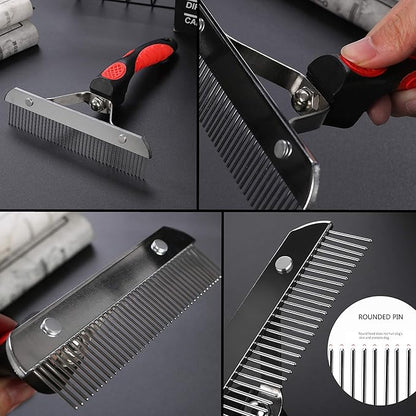 Dog Brushes for Grooming Large Dogs, Undercoat Dog Rake Long Hair Pet Comb Pet Grooming Brush with Anti-Slip Handle, Steel Comb for Golden Retriever Husky German Shepherd