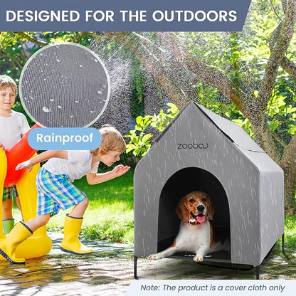 48 Durable Dog House Cover - Waterproof & UV-Resistant 600D Oxford Fabric Canopy for Outdoor Kennels - Cover Only, Fits 36"x30"x44" Houses - Protective Large Breed Shelter Top - Cool Grey