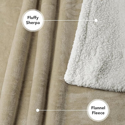 PetAmi WATERPROOF Dog Blanket for Medium Large Dog, Pet Puppy Blanket Couch Cover Protection, Sherpa Fleece Cat Blanket, Sofa Bed Furniture Protector Reversible Soft Plush Washable, 60x40 Taupe