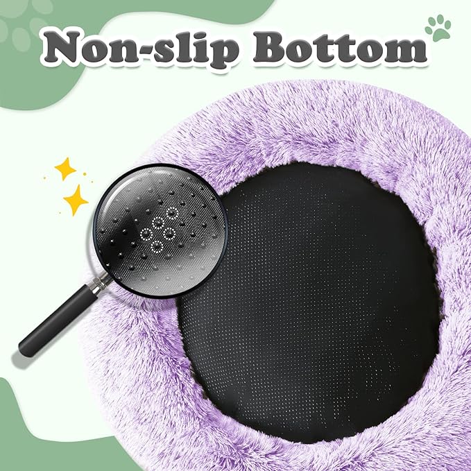 JOLLYVOGUE Dog Beds, Calming Small Dog Bed, Anti-Anxiety Dog Bed for Small Dogs, Fluffy Donut Dog Bed, Cozy Dog Cat Cushion Bed for Small Medium Dogs (24")