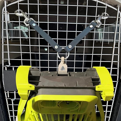 SparkDog Collars Dog Crate Fan Hanger, HotDawg Utility Strap, BioThane Ryobi P3320 Fan Hanger for Ruffland Dog Kennel, Bucket Holder Utility Strap - Made in The USA (Snaps Black)