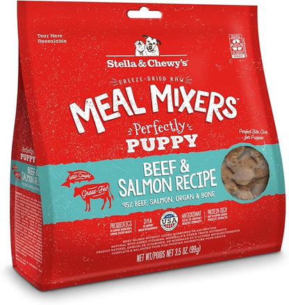 Stella & Chewy's Freeze Dried Raw Meal Mixers  Crafted for Puppies  Grain Free, Protein Rich Perfectly Puppy Beef & Salmon Recipe  3.5 oz Bag