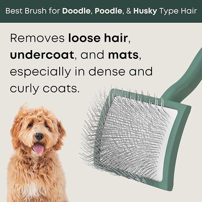 Doodle Brush for Goldendoodle, Poodle, and Labradoodle Coats - Best Slicker Brush for Dogs with Wavy & Curly Hair - Detangle, Brush, & Fluff Like a Pro - Golden Doodle Must Haves by Freshly Bailey
