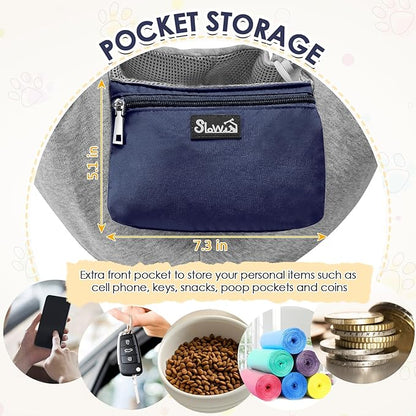 SlowTon Dog Carrier Sling - Puppy Carrier with Window and Storage Pocket Fits up to 12lbs, Dog Sling with Thick Adjustable Shoulder Strap and Safety Leash, Pet Carrier Bag for Small Dogs Cats(Blue S)