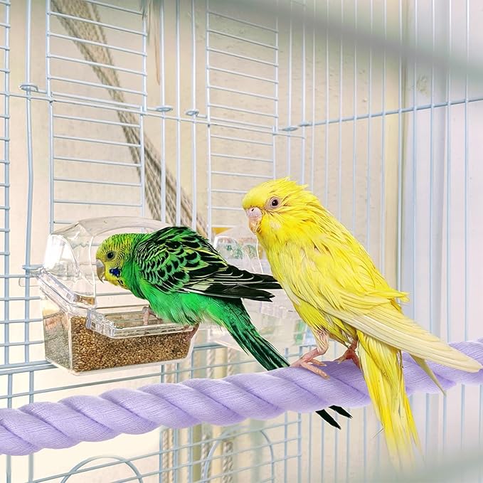 2-Pack Rope Perches for Bird Cages, 23.6 in Length Comfort Grip Flexible Rope Perch Beak & Paw Grinding for Parrots/Cockatiels/Parakeets, Bird Platform Sand [Purple]