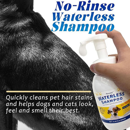 Waterless Dog Shampoo No Rinse Puppy Dry Hypoallergenic Shampoo and Conditioner - Soothing and Deodorizing Quickly Cleans Smelly Dogs and Cats (11.84 fl oz/350ml)