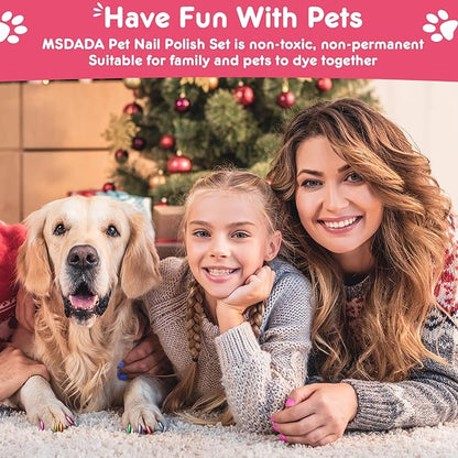 7 Colors Quick Dry Dog Nail Polish Kit Pet Safe Polish Pens for Puppy Nail Art & Paw Care Easy-Apply, Odorless Formula for Dogs & Cats