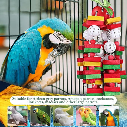 Nature Wood Bird Chewing Toys for Small and Medium Birds - Best for African Grey, Parakeets, Amazon Parrots, Finch, Budgie, Cockatiels, Conures and Love Birds