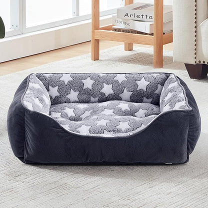 GASUR Rectangle Dog Bed for Large Dogs, Cozy Washable Bed Orthopedic Dog Sofa Bed, Pet Cuddler Anti-Slip Bottom, Soft Calming Sleeping Puppy Warming Puppy Bed (S Plus (25"x 21"x 8"), Black)