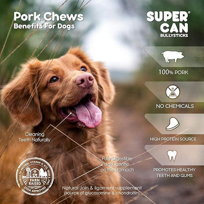 SUPER CAN BULLYSTICKS Half Pig Ears for Dogs (30 Count) All Natural Dog Treats Pig Ears - Healthy Dog Treats - Pig Ears for Dogs Large - Natural Dog Chews - Pigs Ears for Large Dogs, Medium & Small