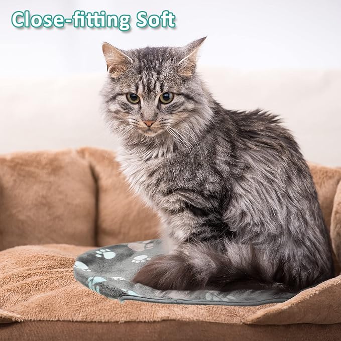 Tegeme 12 Pieces Pet Blanket Soft Fleece Dog Fluffy Doggie Warm Felt Throw Spring Cute Paw Print Puppy Kitten Sleep Mat Bed Covers for Cat(23 x 16 Inch,Dark Gray)