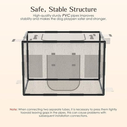 Dog Playpen, Portable Pet Playpen, Oxford Fabric Puppy Playpen, Breathable Dog Pen for Puppy, Kitten, Rabbit, Tent Crates Cage for Indoor/Outdoor, Top and Bottom with Zipper (S Grey)