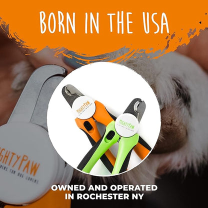 Mighty Paw Dog Nail Clippers - Dog Claw Clippers - Pet Claw Trimming and Grooming Set - Built-in Safety Guard - Sharp Stainless Steel Blade - Ergonomic Handle - Nail Trimmer - Paw Trimmer (Orange)