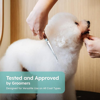 7" Curved Dog Grooming Scissors  Handcrafted, Ergonomic, VG10 Stainless Steel for Sharper, Tougher, Better Edge Retention, Lightweight Shears for Trimming Face and Paws.