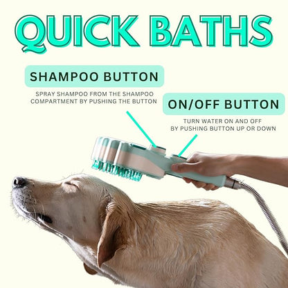 Forlina multi-functional dog shower attachment | one handed operation dog shampoo brush with low joint stress | Large