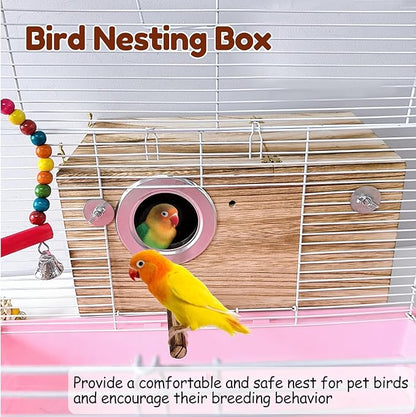 Tfwadmx Cockatiel Nesting Box Bird Nest Box Wood Bird House for Cage Parrot Breeding Boxes for Conures and Other Medium Sized Birds 13.4" x 7.5" x 6.7"