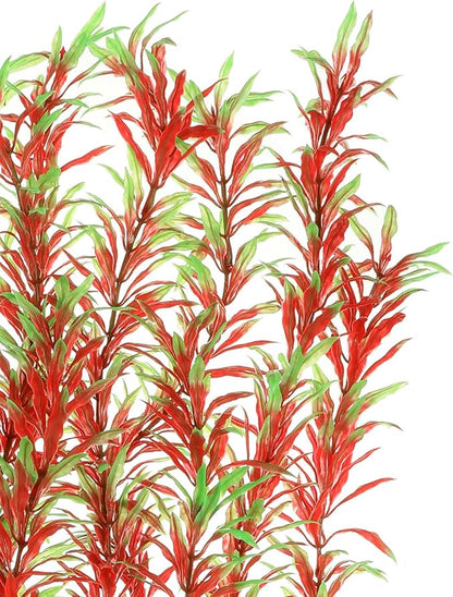 JIHAQUA Aquarium Decor Plastic Plants Extra Large 21 Inches Artificial Fish Tank Plants Tall Fish Tank Decorations (Wine 2pcs)