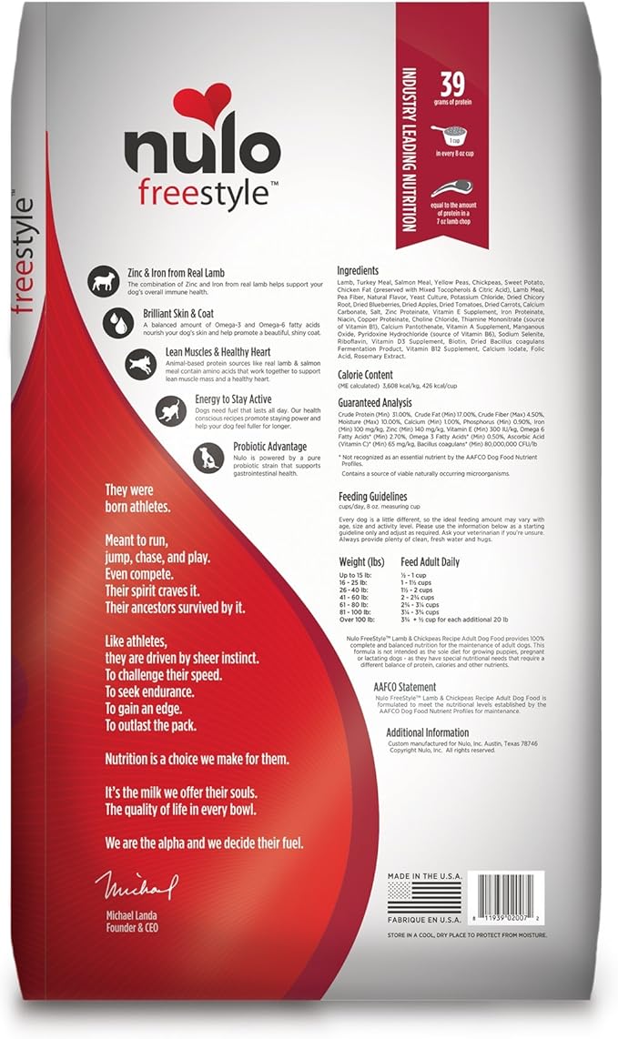 Nulo Adult Grain Free Dog Food: All Natural Dry Pet Food For Large And Small Breed Dogs (Lamb, 4.5Lb)