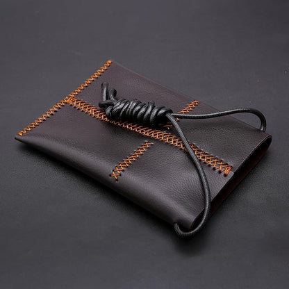 Dog Grooming Scissors Storage Bag: Hand-stitched, Show-quality Head Layer Calf Leather, Holds 5 Pairs of Dog Grooming Scissors Brown