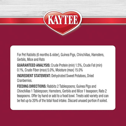 Kaytee Natural Snack with Superfoods for Pet Guinea Pigs, Rabbits, Hamsters, and Other Small Animals, Sweet Potato & Cranberry, 3 Ounces (Pack of 2)