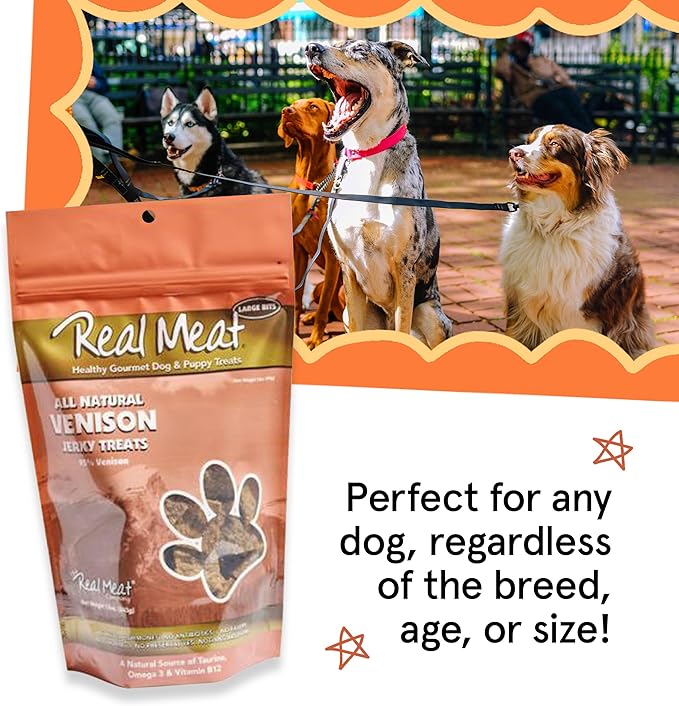 Real Meat Dog Treats - Two 12oz Bag of Bite-Sized Air-Dried Venison Jerky for Dogs - Grain-Free Jerky Dog Treats Made up of 95% Human-Grade, Free-Range, Grass Fed Venison - All-Natural Dog Treats