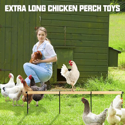 2 PCS Chicken Toys,Extra Long Chicken Perch Toys,Woodern Chickens Roosts and Perches Stand Training Perch for Poultry Rooster Chicks Large Bird Chicks Parrot, 44.88 Long