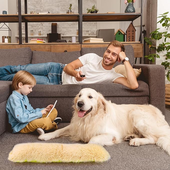 Mity rain Dog Pillow, Dog Calming Pillow for Anxiety Relive, Double Side Long Pillow for Large and Medium Dogs Joint Relief Sleeping Improve, Pet Calming Toy Yellow