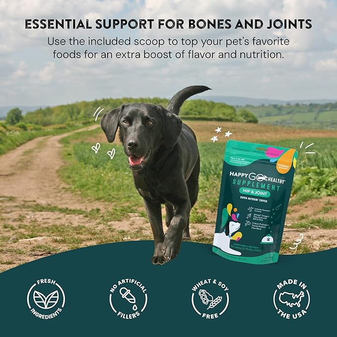 Hip & Joint Supplements for Dogs | Helps Joint Health & Mobility Support for Recovering and Senior Dogs | Natural Ingredients, Tasty Kibble Dog Food Topper | 60-Count Pack