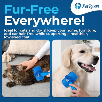 PetLovers EzSlicker Self-Cleaning Brush - Dog Brush for Shedding, Gentle Slicker Brush for Cats, Tangle-Free Grooming Comb with Soft Bristles & Ergonomic Handle for Stress-Free Grooming