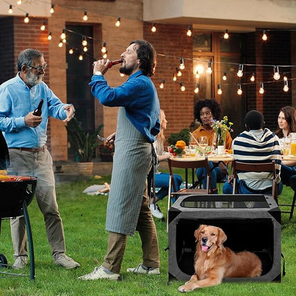 36X25X25 Inch Dog Crate, Large Dog Crate for Large or Medium Dogs, Portable and Foldable Design of Dog Cage, Perfect for Travel or Home Use, Dog Kennel with 3-Door and Durable Mesh Windows, Grey