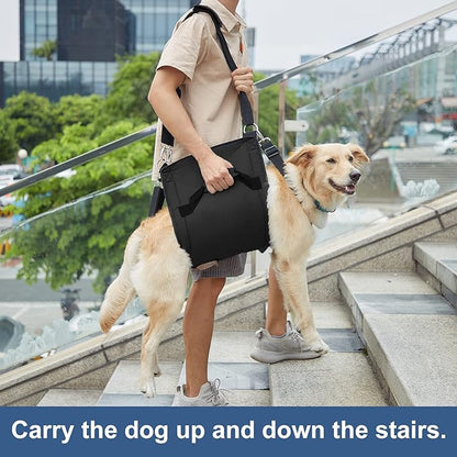 Dog Carry Sling, Emergency Backpack Pet Legs Support & Rehabilitation Dog Lift Harness for Nail Trimming, Dog Carrier for Senior Dogs Joint Injuries, Arthritis, Up and Down Stairs(L, Black)