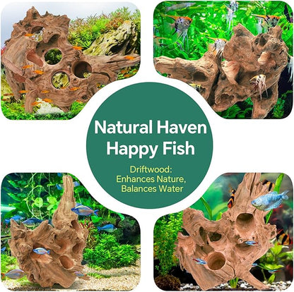 Driftwood for Aquarium Natural Aquarium Wood for Aquascaping Fish Tank Decorations Reptile Tank Decor (Porous Natural Driftwood 10-16“)