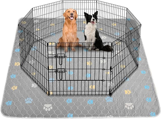 Aitmexcn Washable Puppy Dog Pee Pad, 2PCS 100% Waterproof Whelping Training Mat for Puppy/Senior Dog, Fast Drying Reusable Puppy Pads for Indoor, Outdoor and Car Travel- 72x72'' Llight Gray