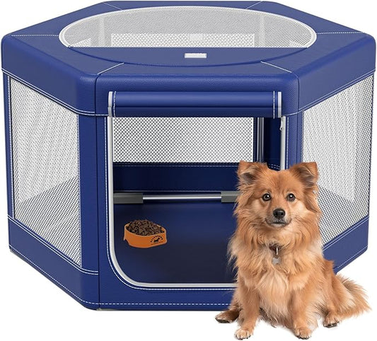45x45x25 Inches Puppy Dog Playpen,Fabric Mesh Dog Fence,Portable Soft Playpen for Cats, Breathable Exercise Pet Play Pen Indoor,Removable Zipper Top,Tear Resistant Fabric,Safe & Sturdy