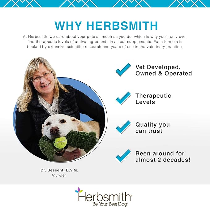 Herbsmith Microflora Plus  Dog Digestion Aid _robiotics and Digestive Enzymes for Dogs  Prebiotic for Dogs  120 Capsules