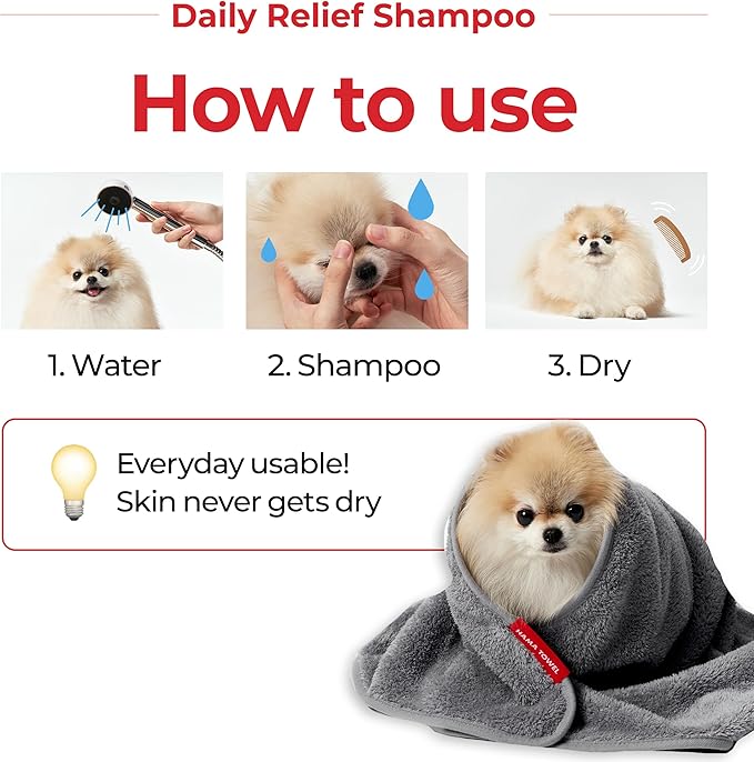 JAYU PET Daily Relief Shampoo - Vet Approved for Itchy Sensitive Skin, Natural Ingredients for Allergies. Moisturizing, Deodorizes Smelly Dogs, Best Odor Eliminating Dog Shampoo (10.1oz)
